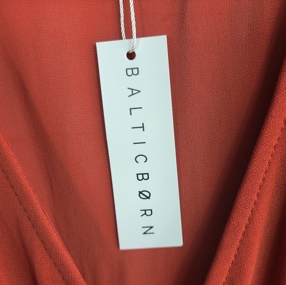 Baltic Born Celine Faux Wrap Long Sleeve Chiffon Bridesmaid Dress Rust Red Small - Picture 8 of 11